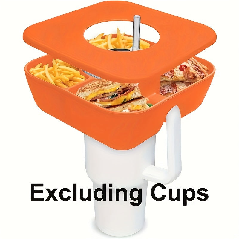 1pc Square Silicone Snack Trays With LIDS Are Used With Stanley Cups, Snack Bowl, Reusable Snack Holder, Snack Ring For 40 Oz Tumbler With Handle For Restaurant