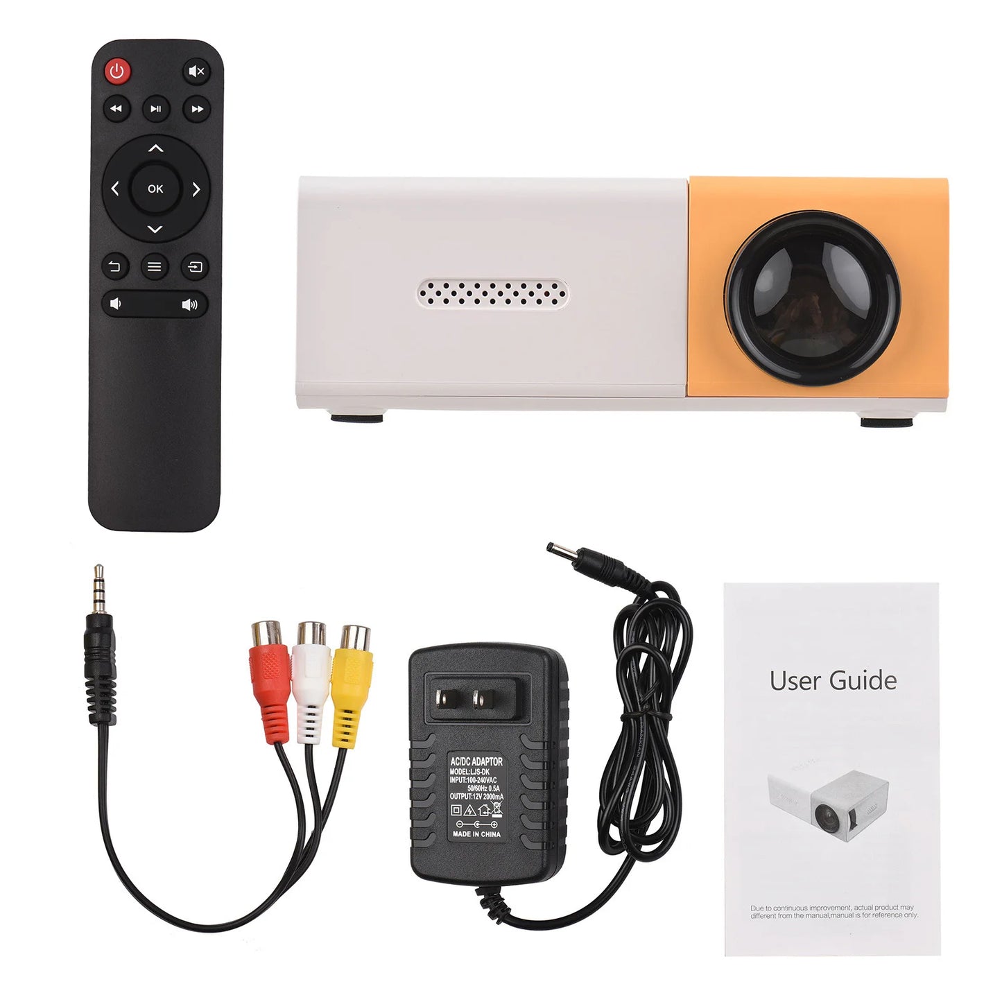 Mini LED Projector Supports 720P 1080P Portable Video Projector with Speaker Remote Control Support HD / AV / USB / Audio 3.5mm