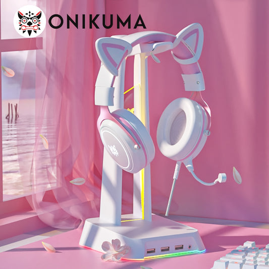 ONIKUMA X10 cat ears headset wired light-emitting subwoofer computer game gaming chicken headset