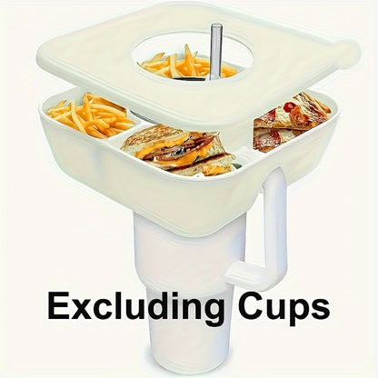 1pc Square Silicone Snack Trays With LIDS Are Used With Stanley Cups, Snack Bowl, Reusable Snack Holder, Snack Ring For 40 Oz Tumbler With Handle For Restaurant