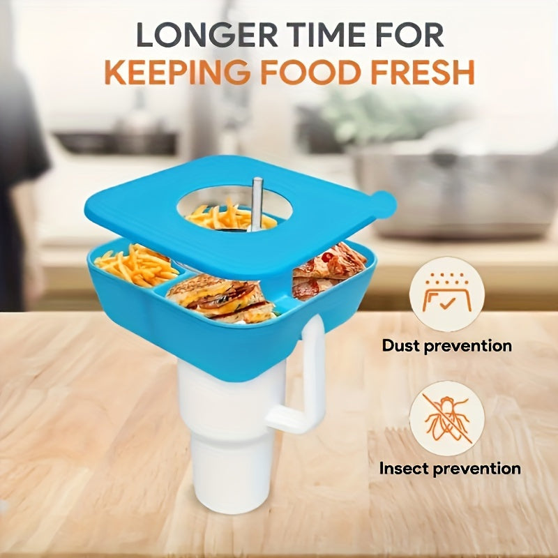 1pc Square Silicone Snack Trays With LIDS Are Used With Stanley Cups, Snack Bowl, Reusable Snack Holder, Snack Ring For 40 Oz Tumbler With Handle For Restaurant