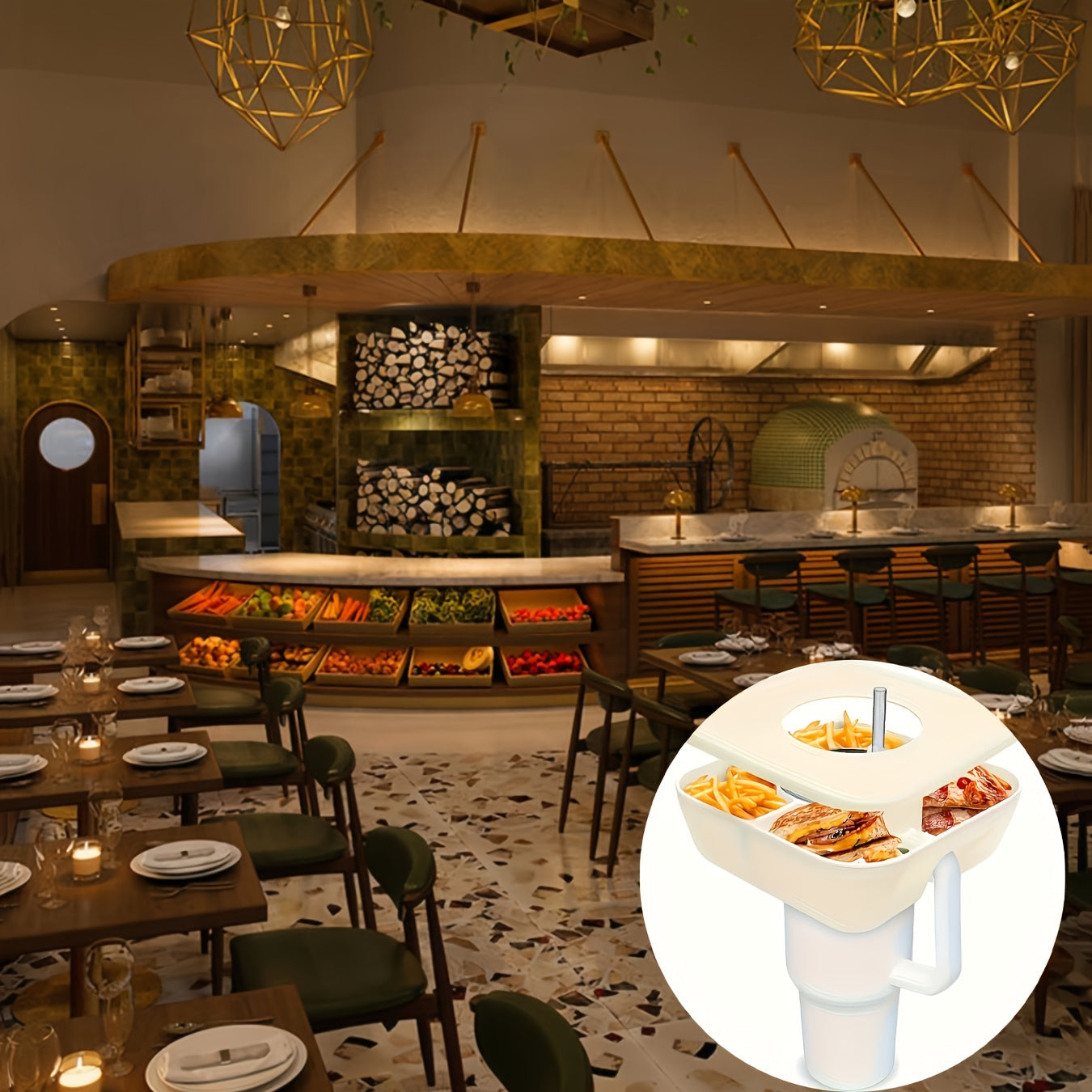 1pc Square Silicone Snack Trays With LIDS Are Used With Stanley Cups, Snack Bowl, Reusable Snack Holder, Snack Ring For 40 Oz Tumbler With Handle For Restaurant