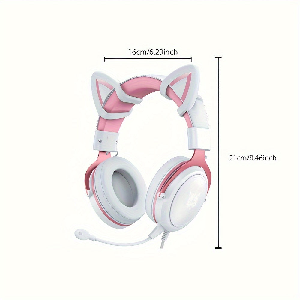 ONIKUMA X10 cat ears headset wired light-emitting subwoofer computer game gaming chicken headset