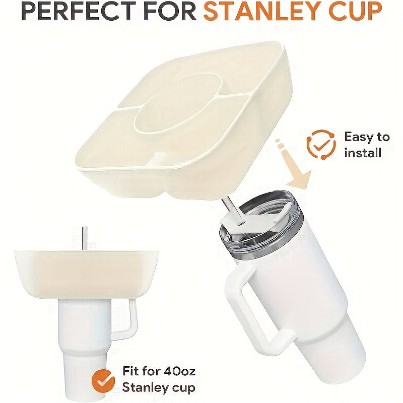 1pc Square Silicone Snack Trays With LIDS Are Used With Stanley Cups, Snack Bowl, Reusable Snack Holder, Snack Ring For 40 Oz Tumbler With Handle For Restaurant