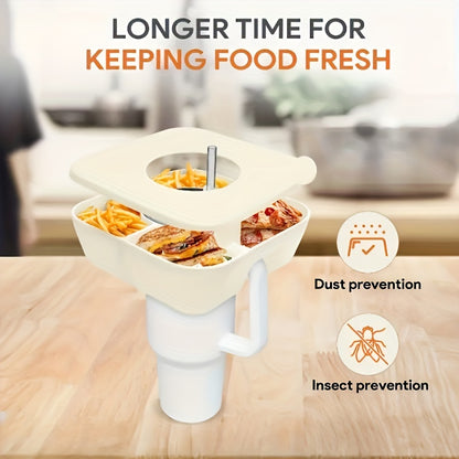 1pc Square Silicone Snack Trays With LIDS Are Used With Stanley Cups, Snack Bowl, Reusable Snack Holder, Snack Ring For 40 Oz Tumbler With Handle For Restaurant