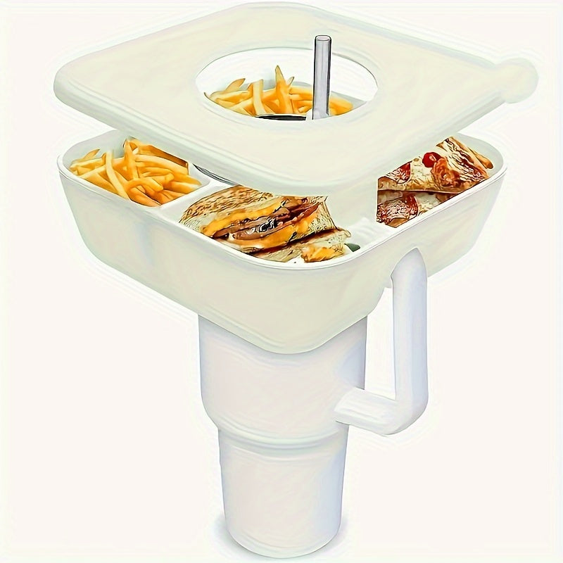 1pc Square Silicone Snack Trays With LIDS Are Used With Stanley Cups, Snack Bowl, Reusable Snack Holder, Snack Ring For 40 Oz Tumbler With Handle For Restaurant