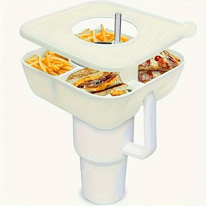 1pc Square Silicone Snack Trays With LIDS Are Used With Stanley Cups, Snack Bowl, Reusable Snack Holder, Snack Ring For 40 Oz Tumbler With Handle For Restaurant