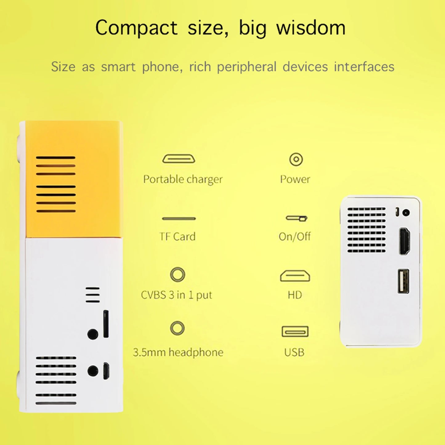 Mini LED Projector Supports 720P 1080P Portable Video Projector with Speaker Remote Control Support HD / AV / USB / Audio 3.5mm