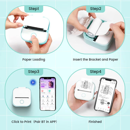 Phomemo T02 Mini Portable Printer Wireless Bluetooth Thermal Printer 53mm Self-Adhesive DIY printing Gift Handbook Labels
