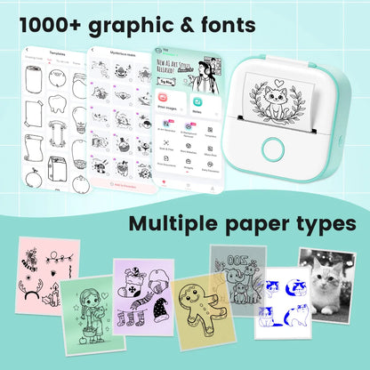 Phomemo T02 Mini Portable Printer Wireless Bluetooth Thermal Printer 53mm Self-Adhesive DIY printing Gift Handbook Labels