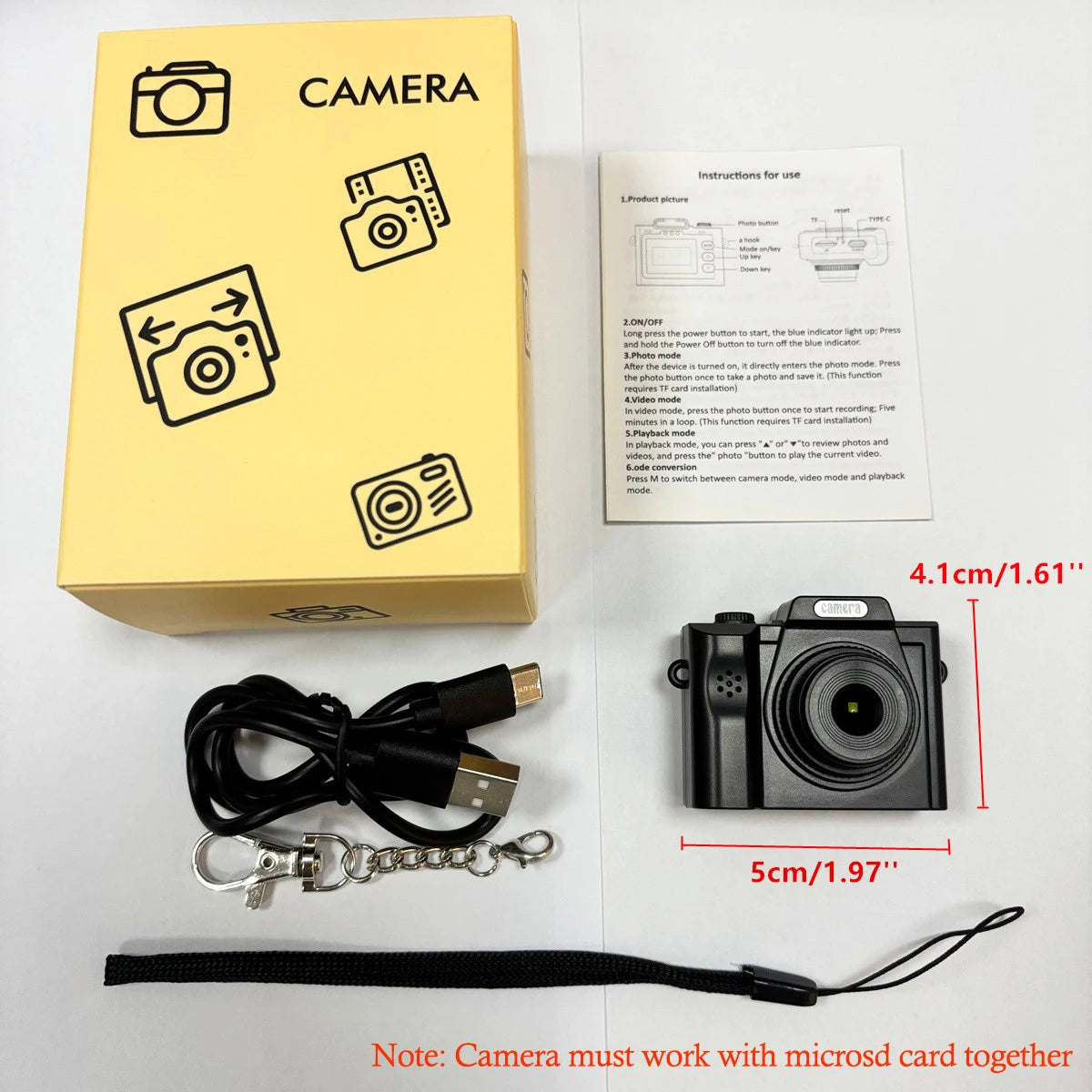 Mini Keychain Camera With Screen HD 1080P Portable Retro kids Camera Thumb Pocket Outdoor Travel Video Recorder With Flash Lamp