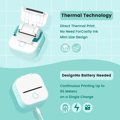 Phomemo T02 Mini Portable Printer Wireless Bluetooth Thermal Printer 53mm Self-Adhesive DIY printing Gift Handbook Labels