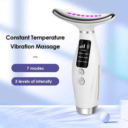 Neck Face Beauty Device Vibration Massage Double Chin Remover LED Anti Wrinkle Skin Tightening Facial Massager