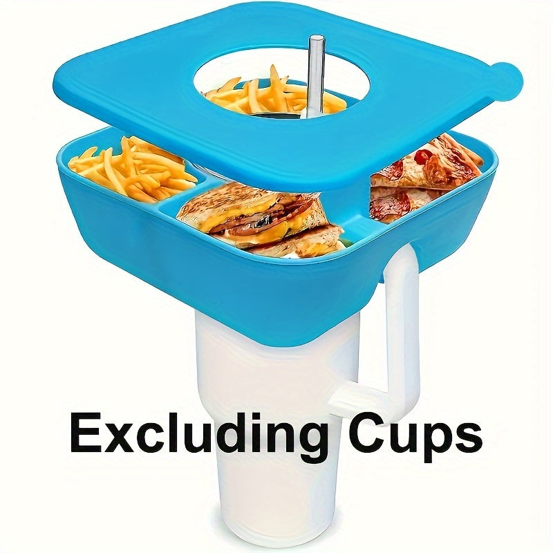 1pc Square Silicone Snack Trays With LIDS Are Used With Stanley Cups, Snack Bowl, Reusable Snack Holder, Snack Ring For 40 Oz Tumbler With Handle For Restaurant
