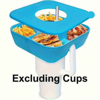 1pc Square Silicone Snack Trays With LIDS Are Used With Stanley Cups, Snack Bowl, Reusable Snack Holder, Snack Ring For 40 Oz Tumbler With Handle For Restaurant