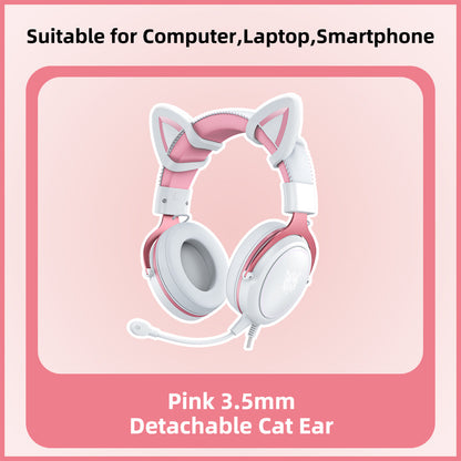 ONIKUMA X10 cat ears headset wired light-emitting subwoofer computer game gaming chicken headset