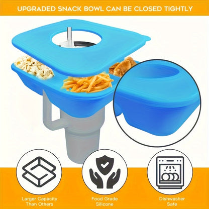 1pc Square Silicone Snack Trays With LIDS Are Used With Stanley Cups, Snack Bowl, Reusable Snack Holder, Snack Ring For 40 Oz Tumbler With Handle For Restaurant